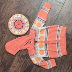 Toddler Orange Pumpkin Hoodie and Hat Set